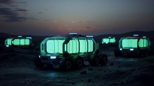 Martian Rovers at Sunset.