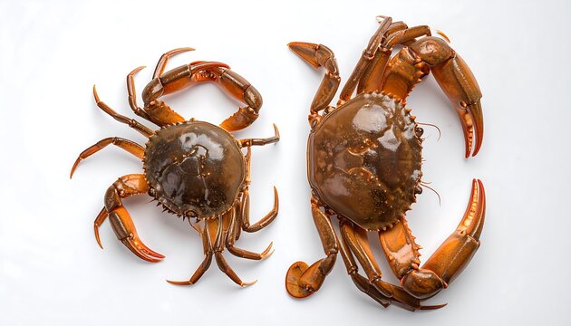Two crabs on a white background
