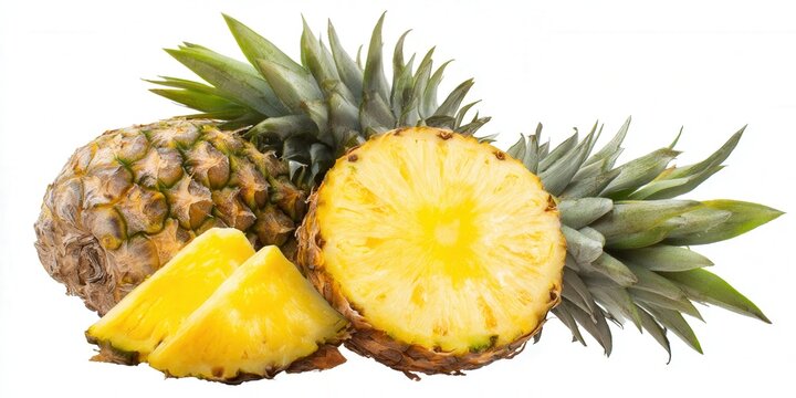 Close-up shot of a sliced pineapple, showcasing its vibrant, juicy flesh and fresh appeal.