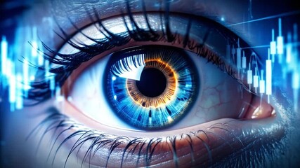 Futuristic Eye with Data Visualization, Stock Market Trends - Powered by Adobe