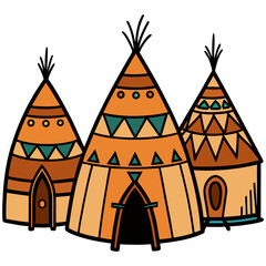 creative details Indigenous tribal dwellings Vector Illustration