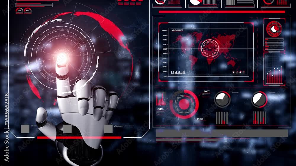 Aufkleber AI-powered global network interface enabling real-time data interaction, virtual assistant support, and artificial intelligence-driven internet communication insights. Thunk