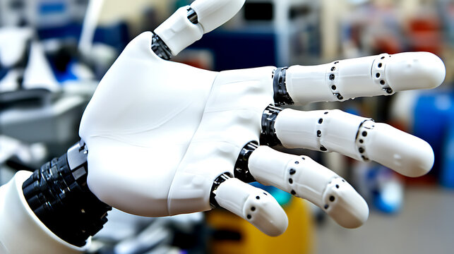 Close-up of a Robotic Hand with Articulated Fingers