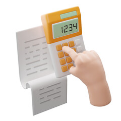 Total billing with calculator. 3D illustration.