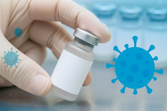 Healthcare worker holds a vial containing a vaccine in a clinical setting within a laboratory focusing on disease prevention and treatment