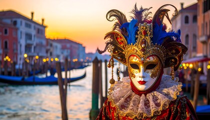 Venetian Carnival Mask at Sunset