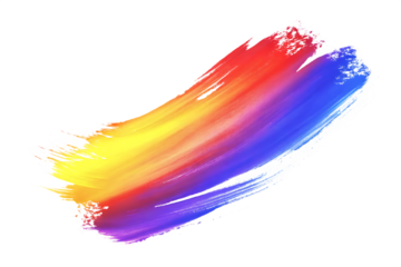 Colorful Paint Brush Stroke Swirl with Red Yellow Blue Hues abstract background isolated on a transparent background