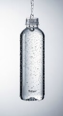 Refreshing Tritan Bottle: Water Pouring, Condensation Droplets, Clean White Backdrop