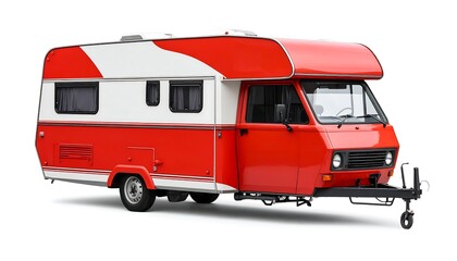Retro camper van, red and white