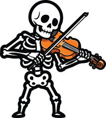 Fototapeta premium Human Skeleton Playing Violin Image Vector Isolated On white Background.