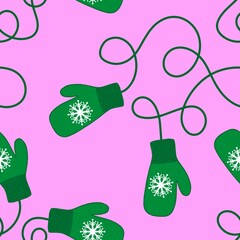 Winter gloves seamless pattern for fabrics and textiles and packaging and Christmas gifts and kids and wrapping paper