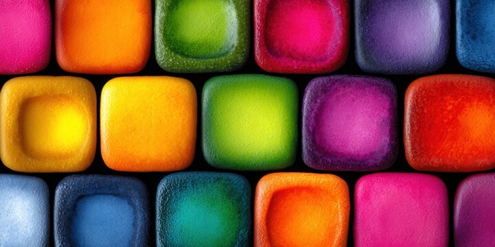 Colorful mosaic pattern featuring an abstract composition of square shapes in a grid-like design.