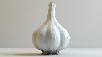 Photo White Garlic Bulb with Textured Skin on White Background vegetable food