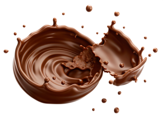 Two Chocolate Liquid Splashes Intersecting on Background motion dynamic isolated on a transparent background