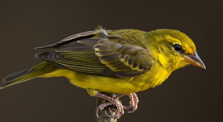 Vibrant Yellow Bird Perched on a Branch.