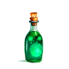 A magical green potion bottle, perfect for fantasy designs and projects.
