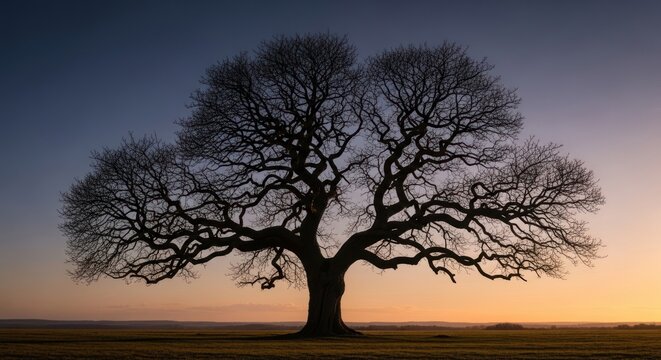 Bare Tree Silhouette Against Pastel Sky at Dusk - Free Stock Photo ...