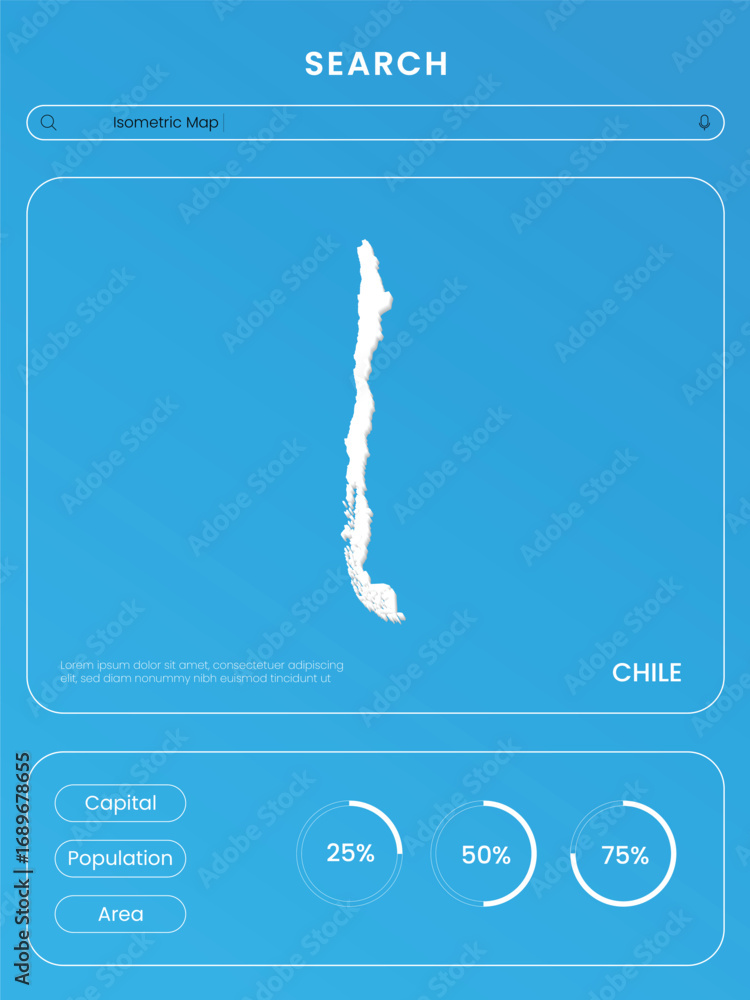 Aufkleber isometric map of chile look like cloud with infographic template layout for education or design elem