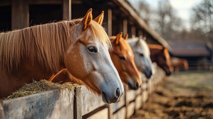 Horses in stable photography equine animals farm life equestrian beauty outdoor brown white nature mammals domestic