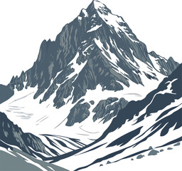 A stunning winter landscape vector illustration of majestic snow-covered mountains under a clear sky © AL EMRAN