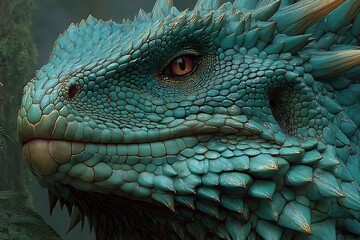 Fototapeta premium Close up reptile with glowing scales high resolution picture