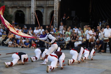 Basque folk dancers in an outdoor festival