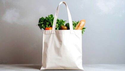 Reusable grocery bag filled with fresh produce