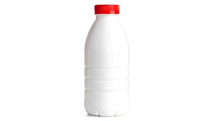 White plastic milk bottle with red cap