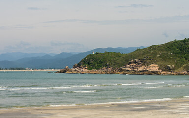 A view of Naufragados beach, famous tourist destination in the South of Florianopolis island - Brazil