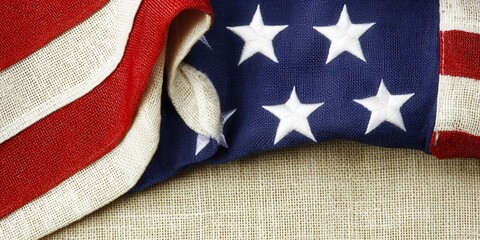 Fototapeta premium The American flag is artfully displayed, showcasing its iconic stars and stripes in close detail.