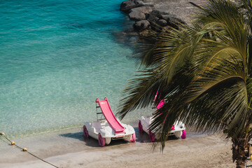 water bikes on the beach shore