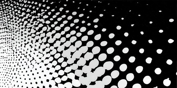 A visually striking abstract design composed of a halftone dot pattern against a dark backdrop.
