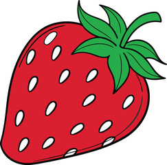 Obraz premium strawberry vector, strawberry illustration vector, strawberry vector clipart, strawberry vector design, strawberry silhouette vector, strawberry red and green
