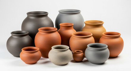 clay pots on a market stall