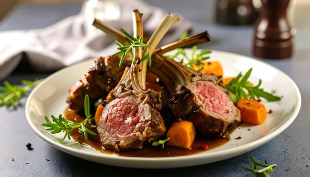 Roasted lamb chops with sweet potatoes