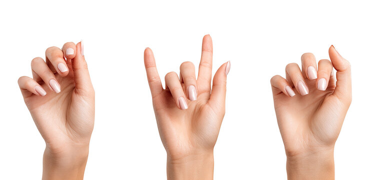 Three hands in sign language positions