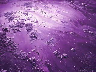 Abstract Purple Liquid Texture with Bubbles and Glitter