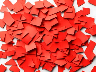 Abstract Red Paper Pieces Scattered Background