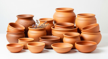 clay pots in the market
