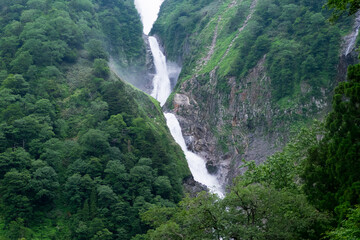 八郎坂かの望む称名滝の夏風景