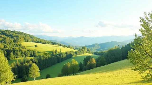 Beautiful landscape with trees and clear sky in a tranquil setting