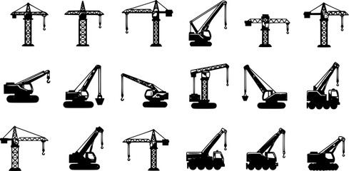 Construction crane icon vector on white
