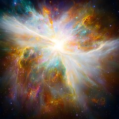 Cosmic Nebula Explosion Bright Colorful Starscape