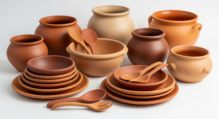 clay pots on a market stall