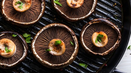 Grilled Portobello Mushrooms Close Up Photo Food Photography