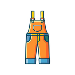 Cartoon Orange Overalls with Blue Accents
