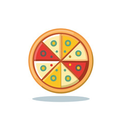 Colorful Pizza with Eight Slices Vector Illustration Meal and Restaurant Food Icon