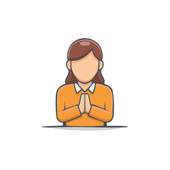 Obraz premium Person with hands together in greeting or prayer gesture