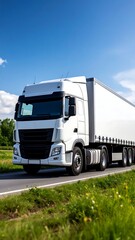 White truck on a highway