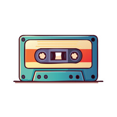 Colorful Cartoon Audio Cassette Tape Illustration with Retro Appeal and Pop Culture Vibes